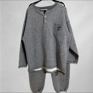 Boy London Men’s Henley Sweatshirt & Joggers Set Gray Fleece XL Streetwear